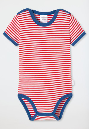 Baby onesie short-sleeved unisex bamboo stripes red - Bamboo