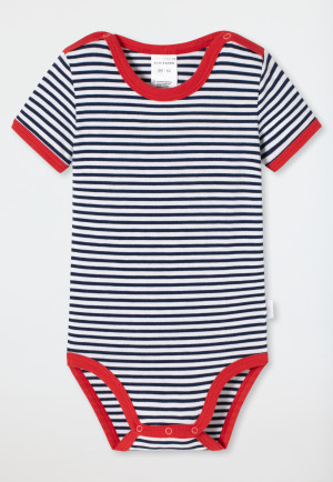 Body per bebè unisex a maniche corte, bambù, a righe, blu scuro - Bamboo