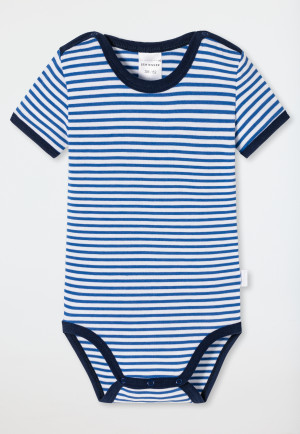 Body da neonato a maniche corte unisex con motivo a righe, bamboo, acqua - Bamboo