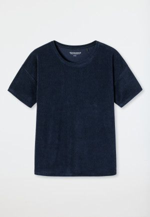 T-shirt à manches courtes en tissu éponge bleu foncé - Aqua Beachwear