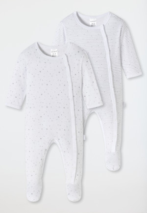 2-pack of unisex baby onesies with feet, made from organic cotton