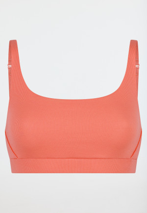 Brassière côtelé brossé en coton bio pêche - Pure Rib