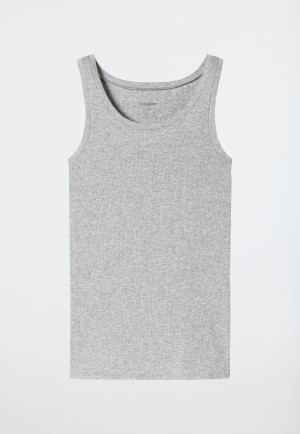 Canotta a coste doppie in Organic Cotton grigio screziato - Pure Rib