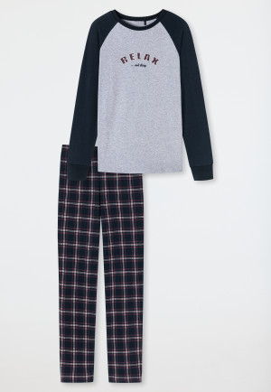 Pajamas long interlock organic cotton heather gray - Teens Nightwear