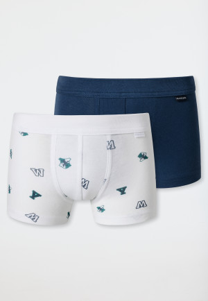 Boxers lot de 2 coton bio taille douce college bleu foncé/blanc - Rat Henry