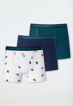 Boxers lot de 3 coton bio bande élastique college rayures multicolore - 95/5