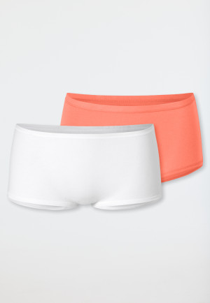 Confezione da 2 short in cotone organico bianco/pesca - 95/5