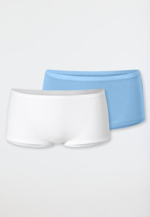 Lot de 2 shorts en coton bio blanc/bleu clair - 95/5