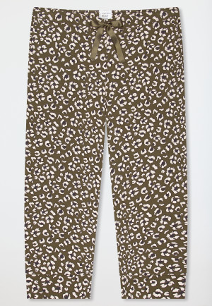 Loungehose 3/4-lang Blumen Leoparden oliv - Mix+Relax
