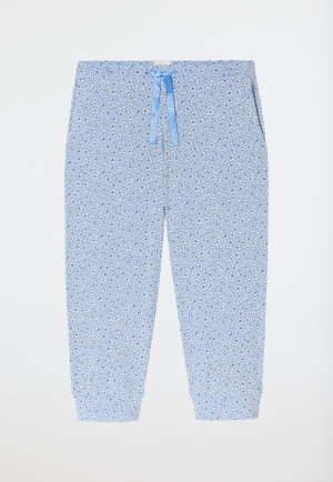 Loungehose 3/4-lang Blumen Leoparden hellblau - Mix+Relax