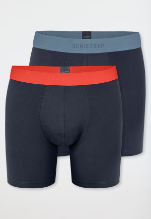Pantaloncini lunghi confezione da 2 in cotone organico elastico in vita in tessuto tramato - 95/5