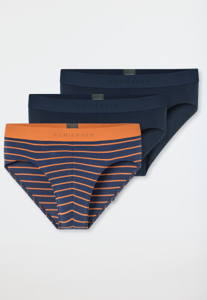 Rio briefs 3-pack plain/stripes dark blue - 95/5