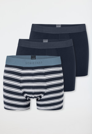 Shorts 3er-Pack Organic Cotton Webgummibund uni/gestreift mehrfarbig - 95/5