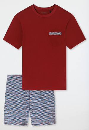 Pigiama corto a fantasia rossa - Comfort Nightwear