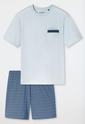 Short pyjamas light blue patterned - Comfort Nightwear