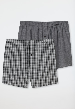 Boxer shorts 2-pack woven fabric black checked - Boxershorts Multipack