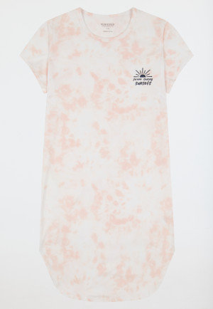Camicia da notte a maniche corte in cotone organico batik rosa tenue - Nightwear