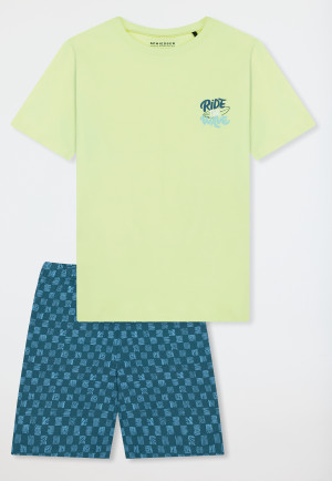 Pigiama corto a quadri surfer giallo - Nightwear