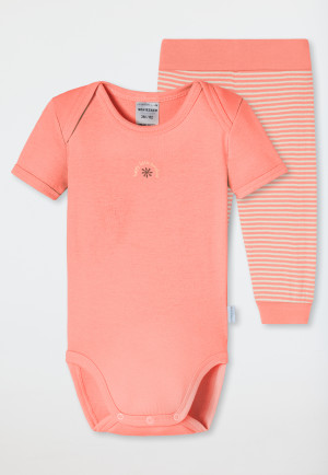 Ensemble bébé 2 pièces body manches courtes côtelé pantalon soleil pêche - Natural Love