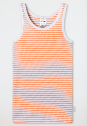 Maillots de corps côtelés rayures brossées abricot - Double Rib