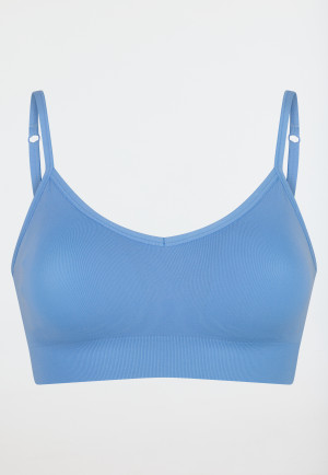 Bustino senza cuciture coppe rimovibili celeste - Casual Seamless