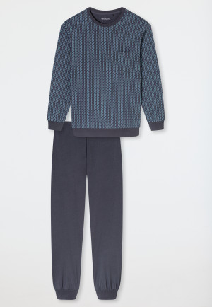 Pyjama long poignet poche poitrine graphite imprimé - Comfort Essentials