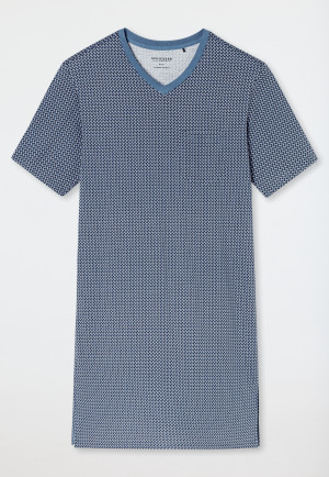 Camicia da notte a maniche corte a corte in Organic Cotton con scollatura a V e tasca sul petto grafite - Comfort Nightwear