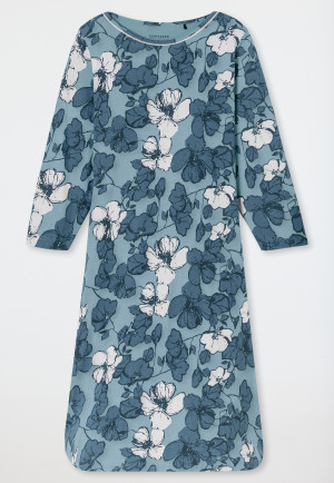 Chemise de nuit manches 3/4 imprimé fleuri minéral - Comfort Nightwear