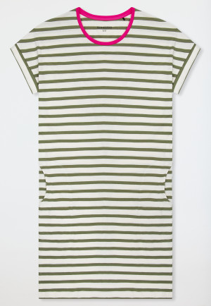 Sleep shirt short sleeve stripes lime - Casual Essentials
