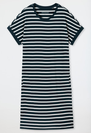 Camicia da notte a maniche corte a righe blu notte - Casual Essentials