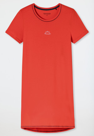 Chemise de nuit à manches courtes imprimé rouge clair - Casual Essentials