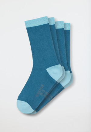 Women's socks 2-pack organic cotton color blocking light blue/grey-blue - 95/5