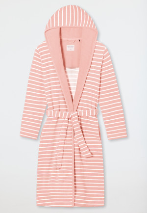 Bademantel Leichtfrottee rosé gestreift - Feather Terry