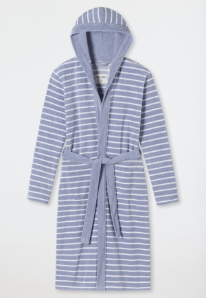 Peignoir en éponge légère gris rayé - Feather Terry