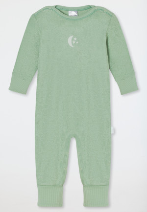 Completo neonato lungo con piede unisex in spugna modal verde chiaro - Natural Love
