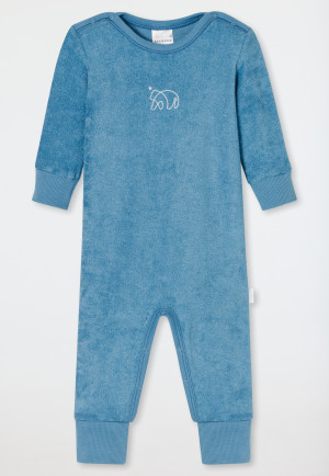 Tuta bebè lunghezza con piede unisex in spugna modal orso celeste - Natural Love