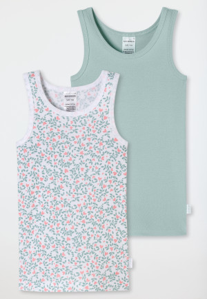 Maillots de corps lot de 2 petites fleurs vert/ blanc - Fine Rib