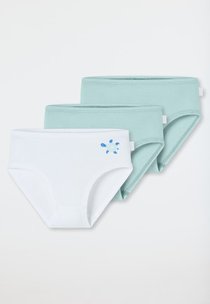 Slips 3er-Pack Schildkröte hellgrün/weiß - Fine Rib