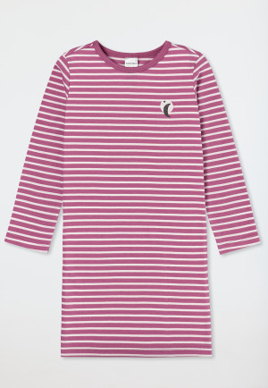 Camicia da notte a manica lunga a righe color malva - Natural Love