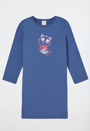 Camicia da notte a manica lunga in cotone organico panda blu - Girls World