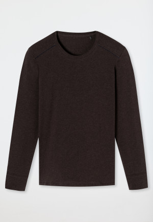 Shirt langarm braun meliert - Comfort Fit