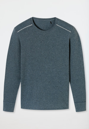 Shirt langarm blau meliert - Comfort Fit