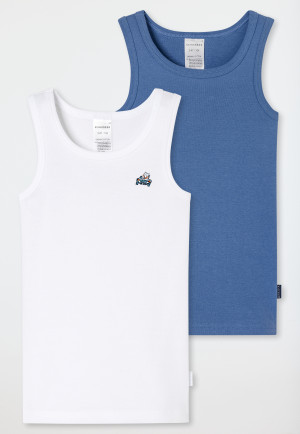 Canottiere confezione da 2 blu volpe/bianco - Fine Rib