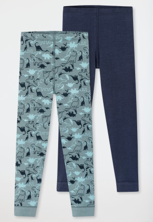 Unterhose lang 2er-Pack Organic Cotton Dinos blau/ grün - 95/5