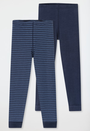 Unterhose lang 2er-Pack Organic Cotton Ringel dunkelblau - 95/5