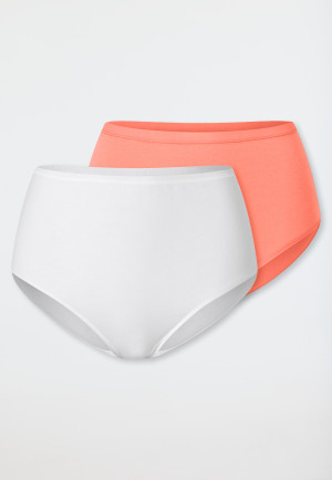 Slip midi confezione da 2 in cotone organico pesca/bianco - 95/5