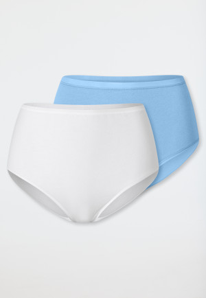 Slip midi confezione da 2 in cotone organico celeste/bianco - 95/5