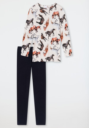 Schlafanzug lang Organic Cotton Leggings Pferde off-white - Horse World