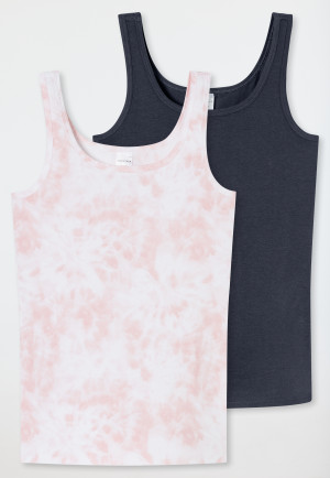 Tops 2er-Pack Organic Cotton Batik graphit/ rosa - 95/5