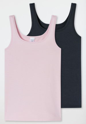 Tops Lot de 2 Coton Bio noir/rose tendre - 95/5